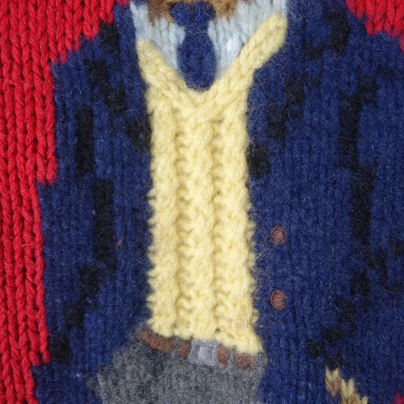Vintage 2001 Ralph Lauren Hand Knit Polo Bear Crewneck Sweater, Size 2XL - Picture 5 of 9